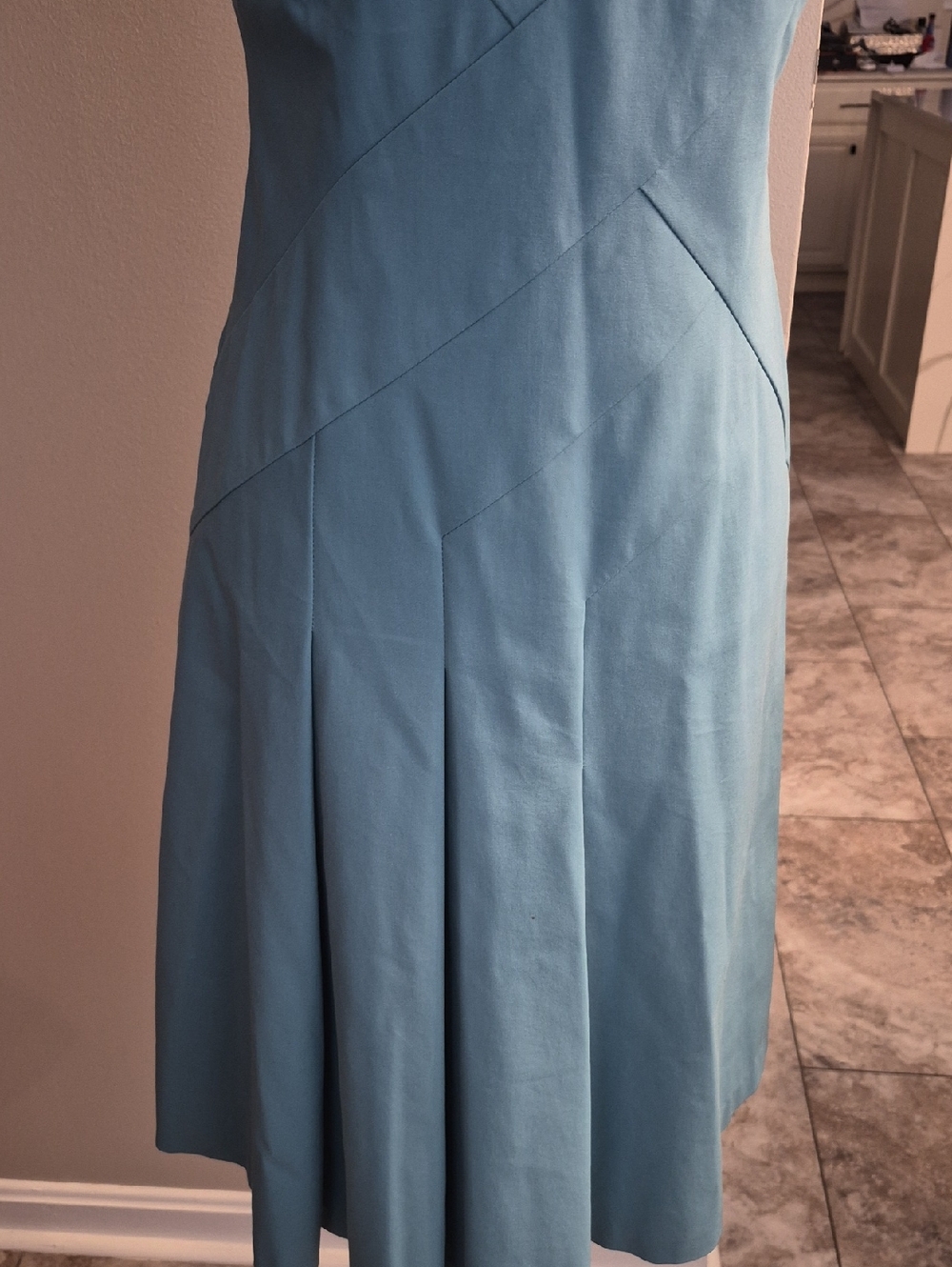 LAFAYETTE 148 KHAKI COTTON BLEND STRUCTURED FIT LINED SIDE PLEAT DRESS EUC SZ4 - Picture 2 of 13